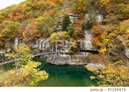 塔のへつり 吊橋 紅葉 塔のへつり 吊橋 紅葉 45206979