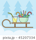 Wooden sleigh with sweets and drink for Christmas 45207334