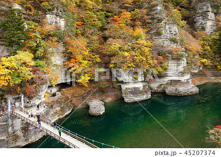 塔のへつり 紅葉 吊橋 塔のへつり 紅葉 吊橋 45207374