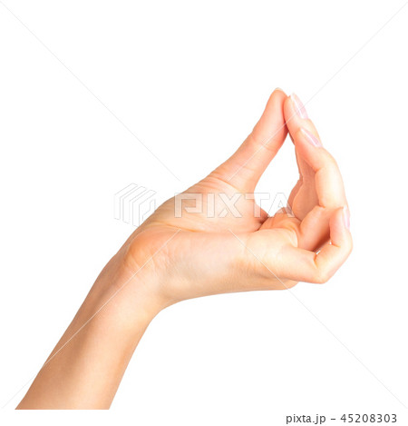 Woman hand showing picking up pose or holding Woman hand showing picking up pose or holding 45208303