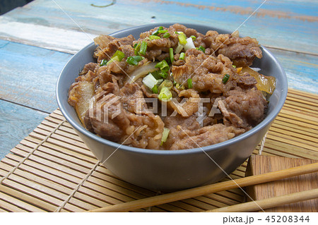 Cooked beef with rice on bowl Cooked beef with rice on bowl 45208344