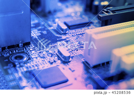Electronic computer hardware technology. Motherboard digital chip background. 45208536