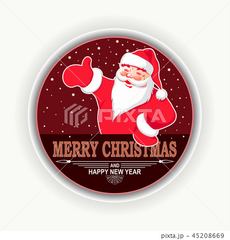 Christmas round composition with silhouette of Santa Claus. 45208669