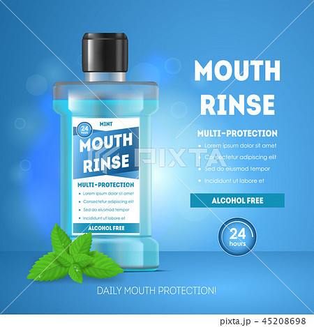 Realistic Detailed 3d Mouth Rinse Ads Card Poster. Vector Realistic Detailed 3d Mouth Rinse Ads Card Poster. Vector 45208698