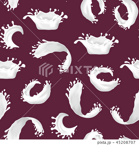 Realistic Detailed 3d Milk Splash Seamless Pattern Background. Vector 45208707