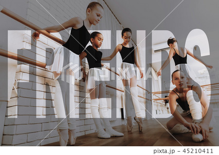 Child Ballet Training Ballet Barre Exercises. 45210411