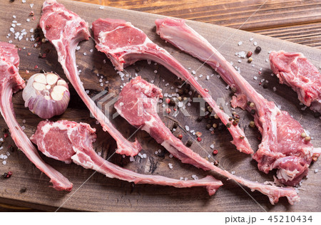 Raw ribs or rack of lamb and ingridient 45210434
