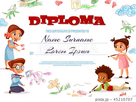 Kids diploma certificate illustration 45210707
