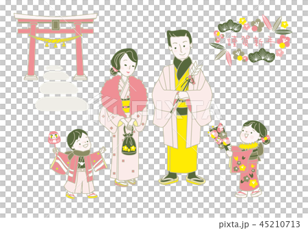 初詣 イラスト　ベクター有り 45210713