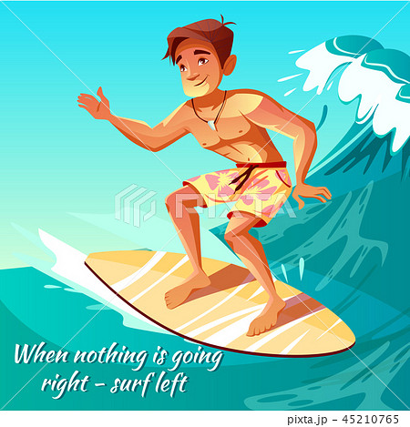 Summer Surfing Boy On Wave Illustrationのイラスト素材