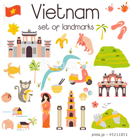 Vietnam Landmarks set Architecture Famous Place Vietnam Landmarks set Architecture Famous Place 45211851