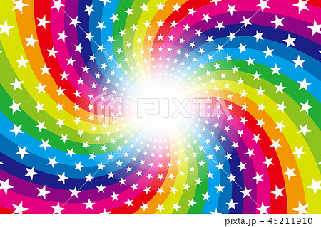 背景素材 虹色 レインボー キラキラ星 渦巻き 放射状 パーティー エンターテインメント ハッピー のイラスト素材