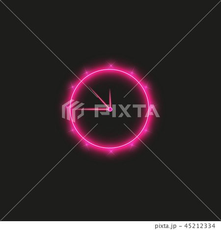 Neon light. Clock line icon. Time sign. Neon light. Clock line icon. Time sign. 45212334