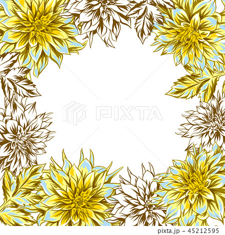 Frame with fluffy yellow dahlias. Frame with fluffy yellow dahlias. 45212595