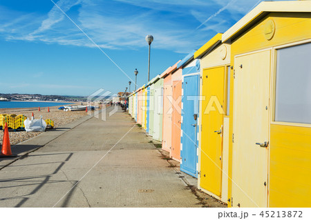 Beach huts, Seaford beach, England 45213872