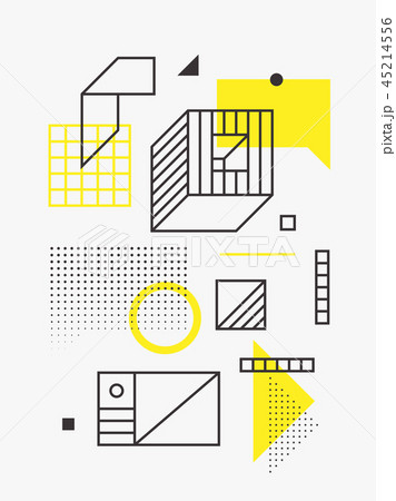 Universal trend poster. Linear geometric shapes set with halftone elements Universal trend poster. Linear geometric shapes set with halftone elements 45214556