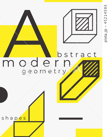 Universal trend poster. Linear geometric shapes set with halftone elements 45214593