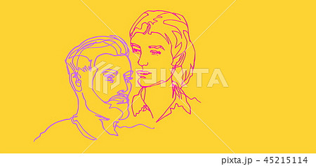 He and she, pair two faces, continuous line He and she, pair two faces, continuous line 45215114