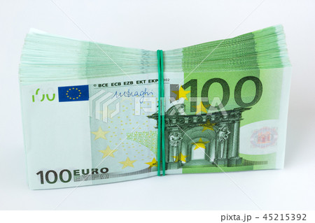 Pile of one hundred euro banknotes Pile of one hundred euro banknotes 45215392