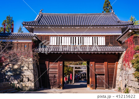 《長野県》上田城址公園　東虎口櫓門　秋 45215622