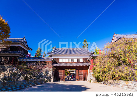 《長野県》上田城址公園　南櫓・北櫓・ 東虎口櫓門　秋 45215932
