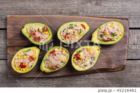 Avocado stuffed with salad Avocado stuffed with salad 45216461
