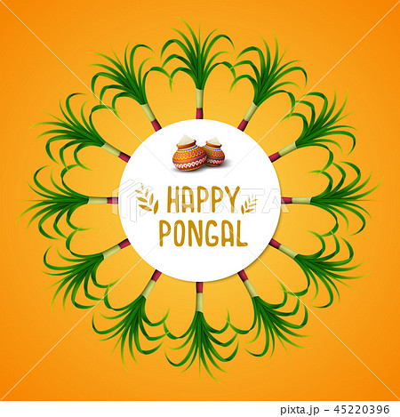 Happy Pongal greeting card on orange background 45220396