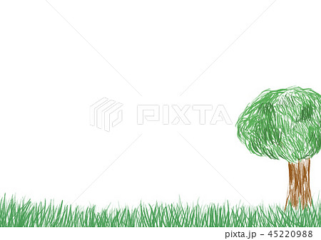 草原と木 鉛筆描きのイラスト素材 4529
