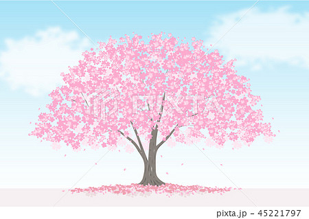 Cherry Tree Landscape In Full Bloom Stock Illustration