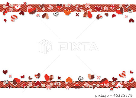 カラフルなハートのフレーム ライン ポストカード 背景素材 ブラウン 45225579