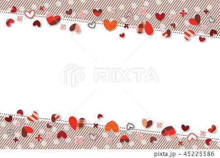 カラフルなハートのフレーム ライン ポストカード 背景素材 ブラウン 45225586