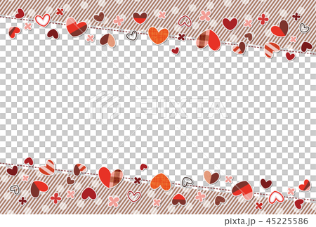 カラフルなハートのフレーム ライン ポストカード 背景素材 ブラウン 45225586
