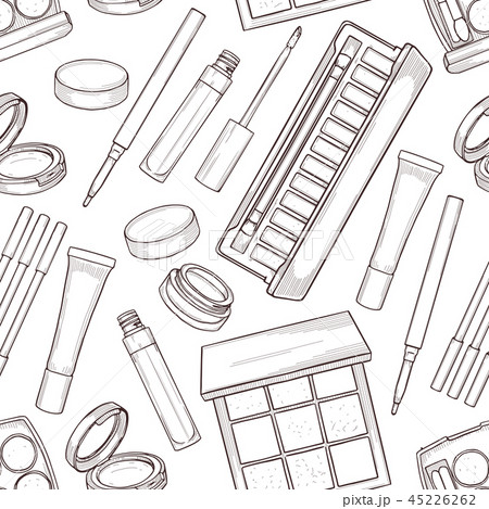 Seamless pattern of sketch set makeup products Seamless pattern of sketch set makeup products 45226262