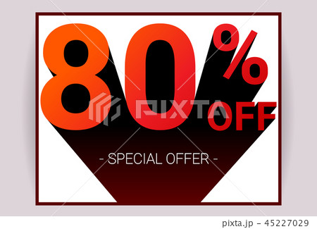 80% OFF Sale Red color 3D text on white background 45227029