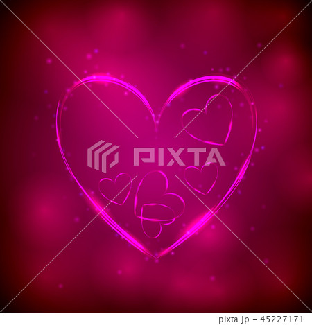 Neon pink heart on dark background. 45227171