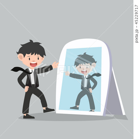 businessman looks at mirror vector 45229717