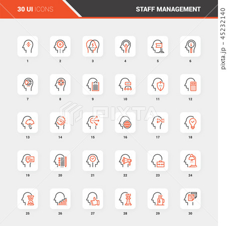 Business and Staff Management Flat Line Web Icons 45232140