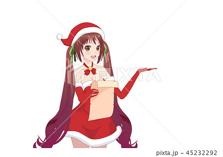 Anime Manga Girl Dressed In Santa Claus Costumeのイラスト素材