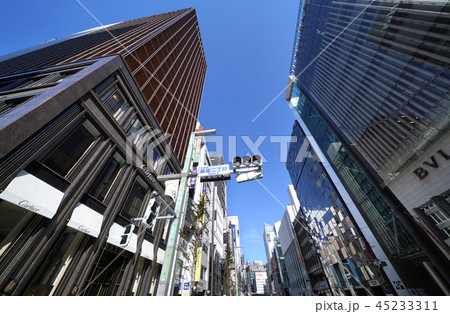 日本の東京都市景観 銀座の街並みを望む 日本の東京都市景観 銀座の街並みを望む 45233311