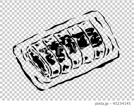 筆で描く料理 イラスト 卵焼き 皿のイラスト素材