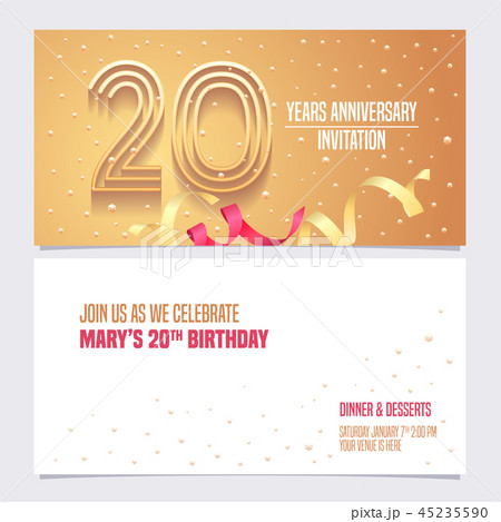 20 years anniversary invitation vector 45235590