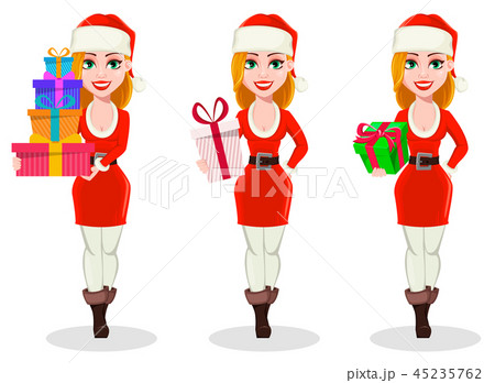 Merry Christmas. Woman in Santa Claus costume 45235762