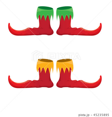 vector red cartoon christmas elf shoes collection icon isolated on transparent background. vector 45235895