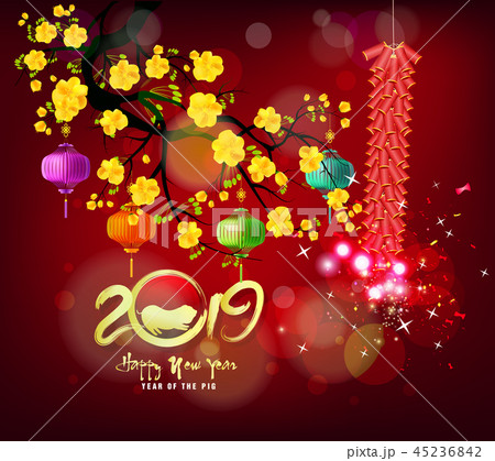 Happy New Year 2019. Chienese New Year, Year of th Happy New Year 2019. Chienese New Year, Year of th 45236842