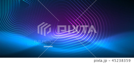 Neon glowing techno lines, hi-tech futuristic abstract background template with geometric shapes Neon glowing techno lines, hi-tech futuristic abstract background template with geometric shapes 45238359