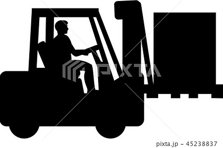 Forklift With Driver Silhouetteのイラスト素材