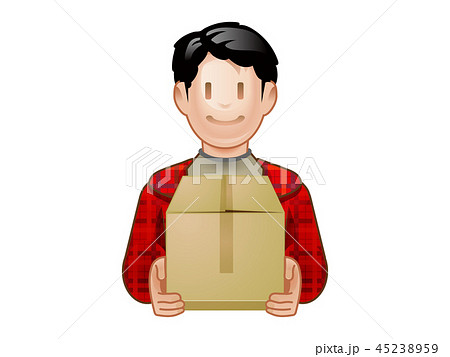 ダンボール箱を持つ男性のイラスト素材