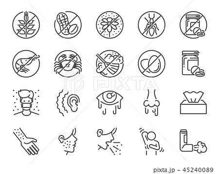 Allergies icon set. 45240089
