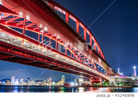 神戸大橋 夜景 雲 45240896