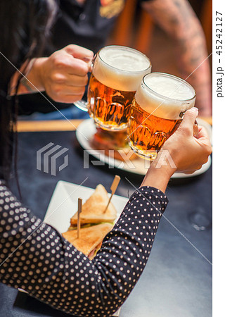 people eating and drinking in american restaurant, people eating and drinking in american restaurant, 45242127